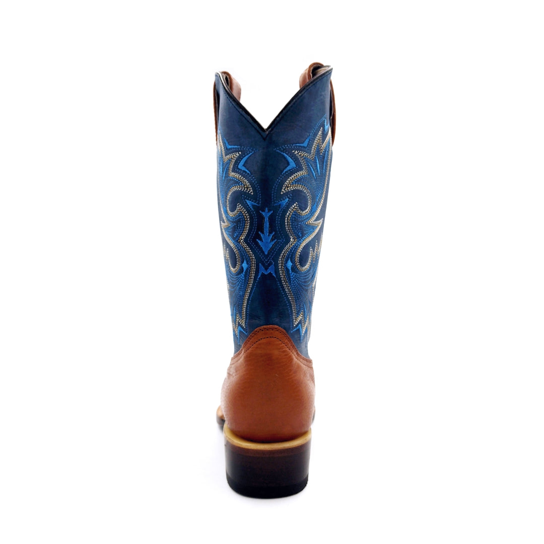 1050 BOTA VAQUERA BULLHIDE MIEL/CLARO AZUL