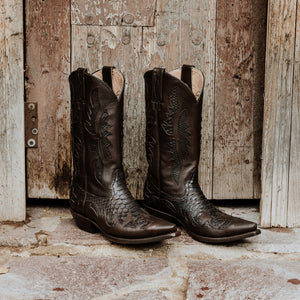 1200 BOTA VAQUERA PYTHON PIUM CAFÉ MATE