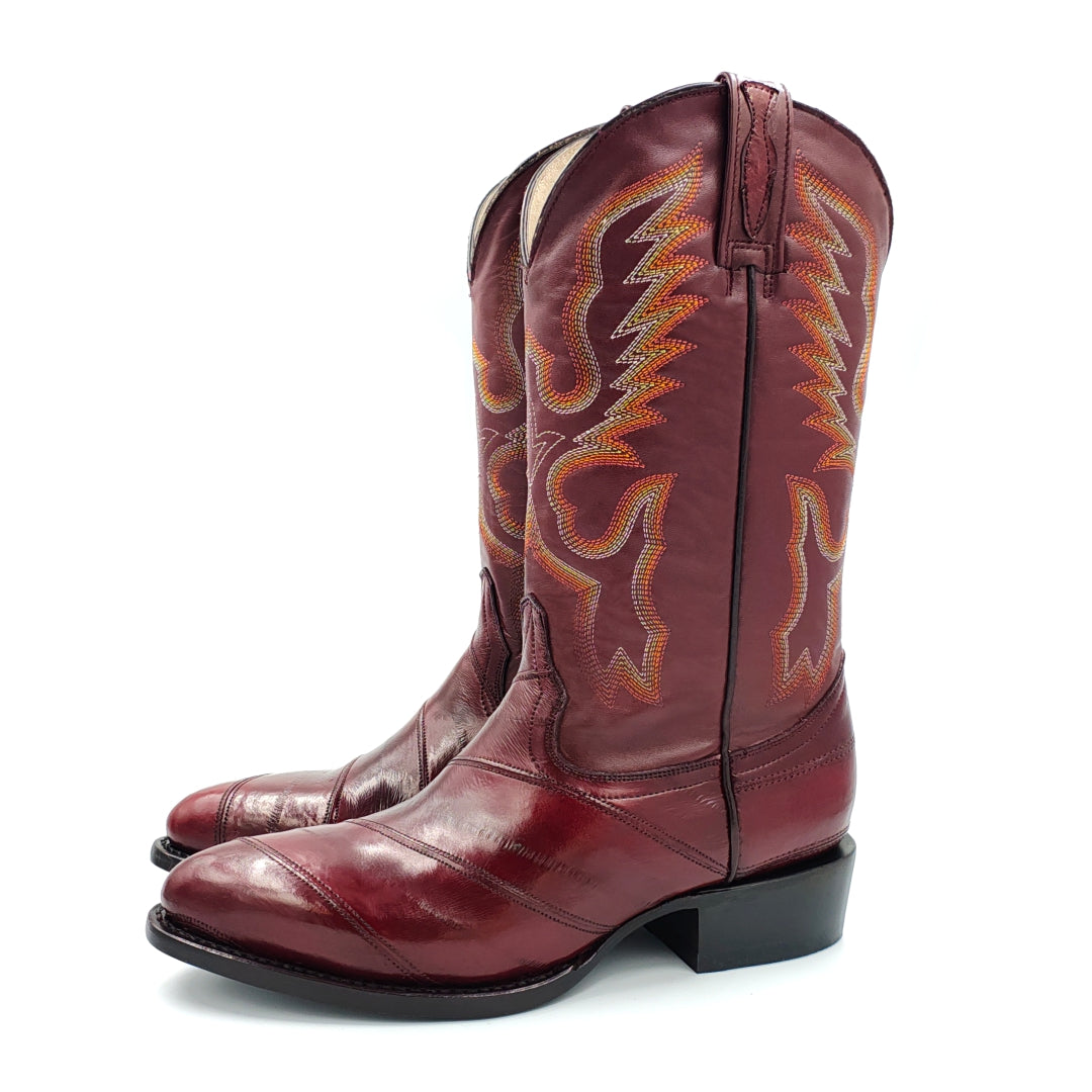 1270 BOTA VAQUERA OVAL ANGUILA VINO