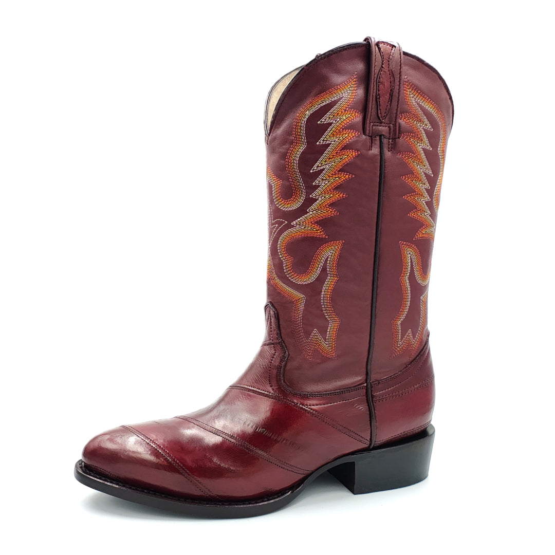 1270 BOTA VAQUERA OVAL ANGUILA VINO