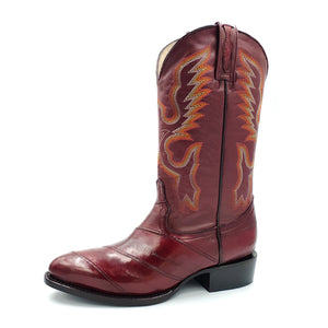 1270 BOTA VAQUERA OVAL ANGUILA VINO