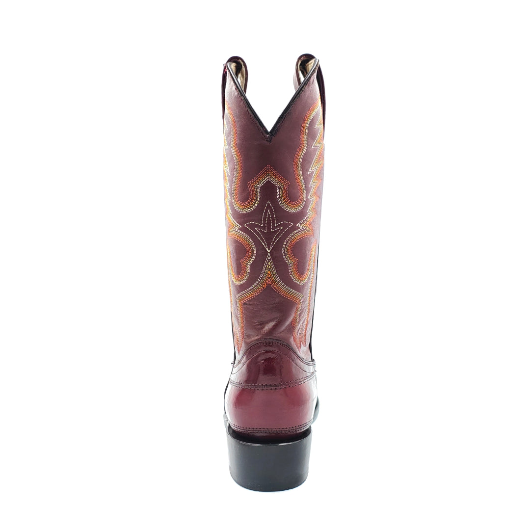 1270 BOTA VAQUERA OVAL ANGUILA VINO
