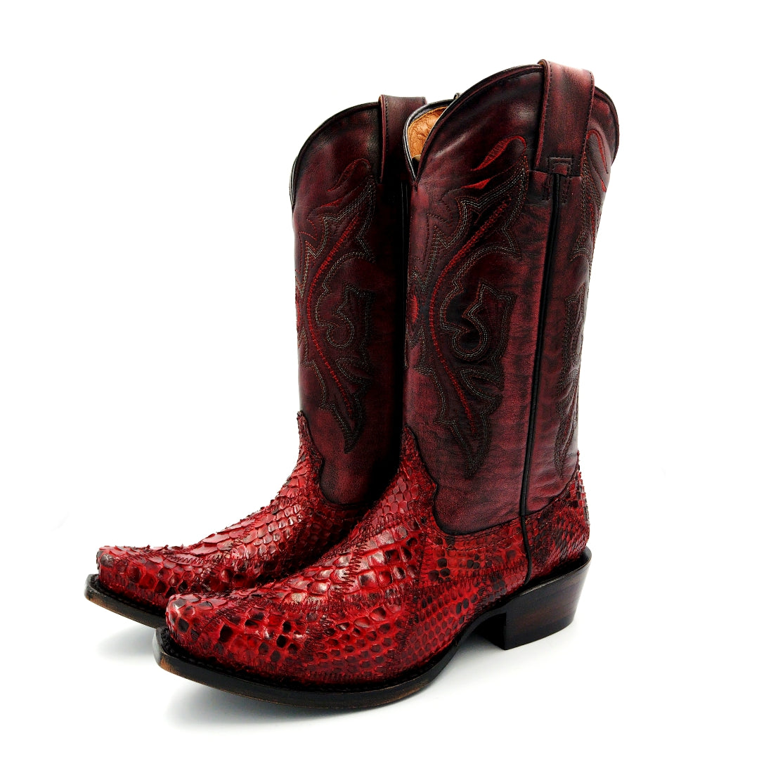 Vaqueras Botas Rojos 6150 BOTA VAQUERA ROMBOS PYTHON ROJO