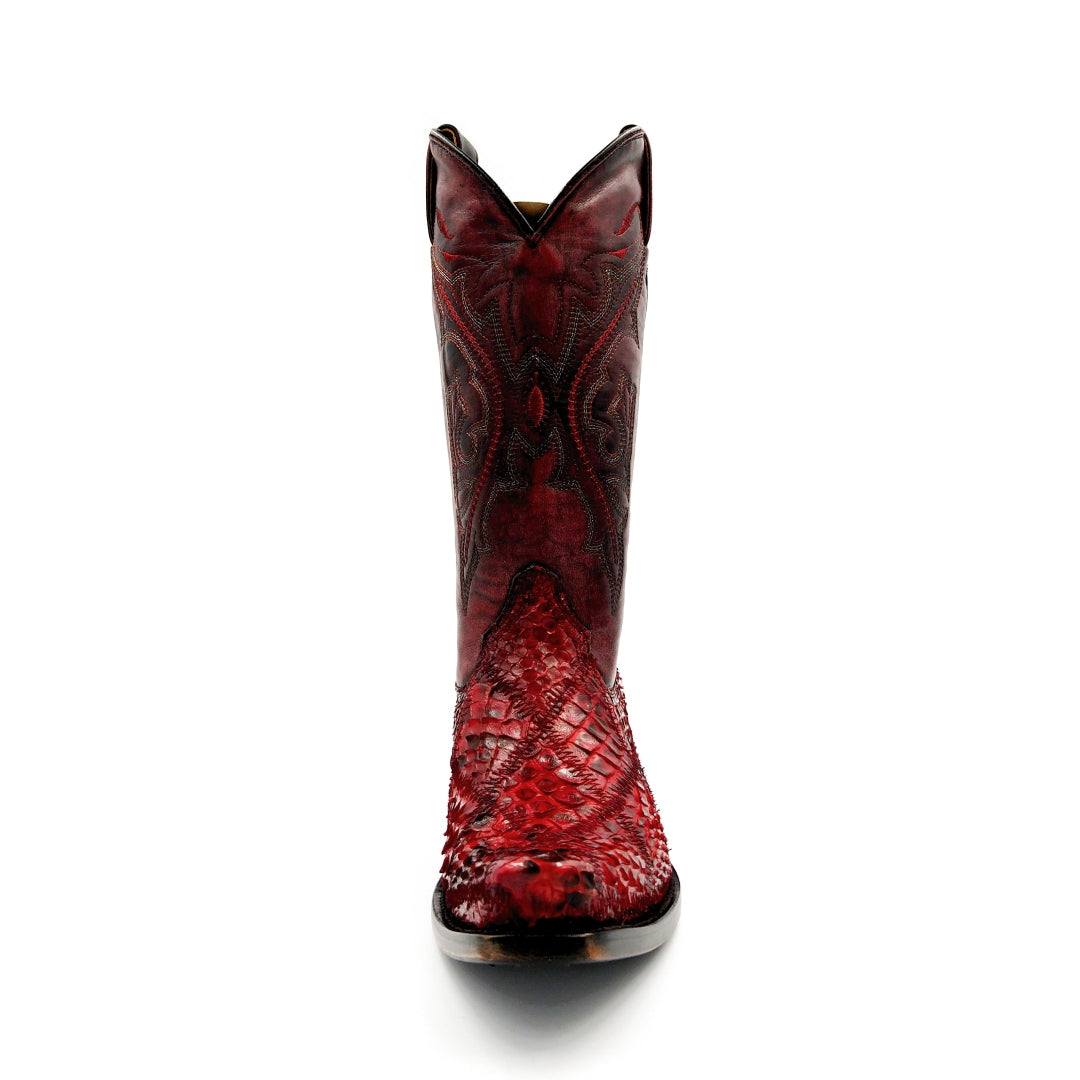 6150 BOTA VAQUERA ROMBOS PYTHON ROJO