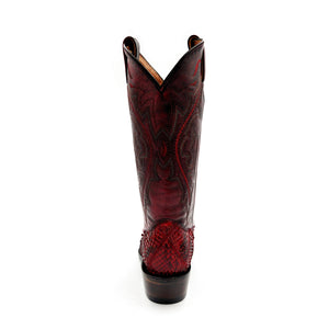 6150 BOTA VAQUERA ROMBOS PYTHON ROJO