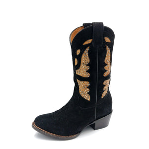 6210 BOTA VAQUERA GAMUZA MARIPOSA NEGRO