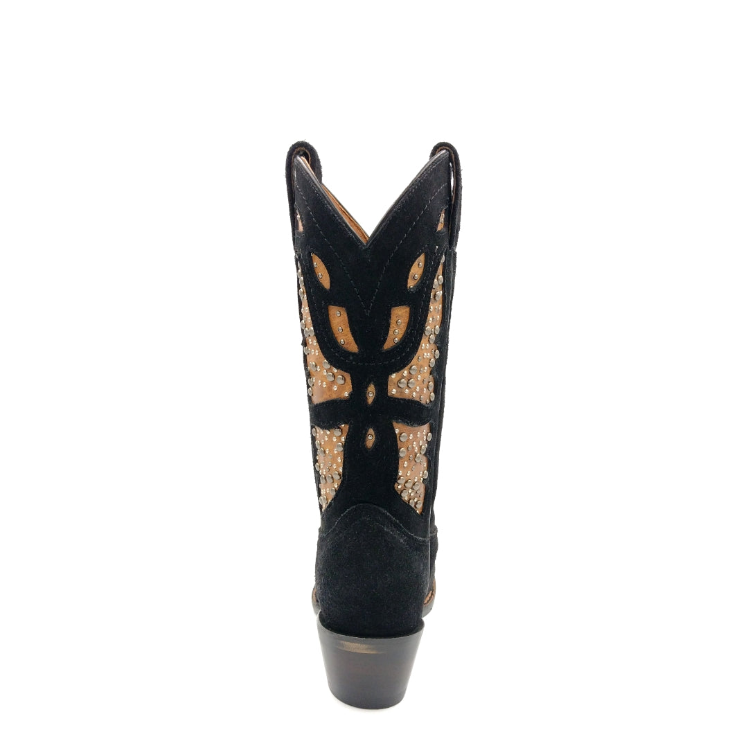 6210 BOTA VAQUERA GAMUZA MARIPOSA NEGRO
