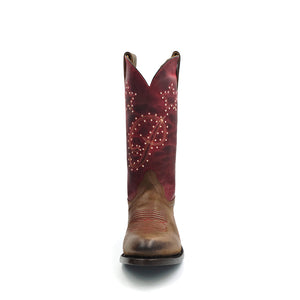 6310 BOTA VAQUERA LADY OV VAQUERO TAUPE/ROJO